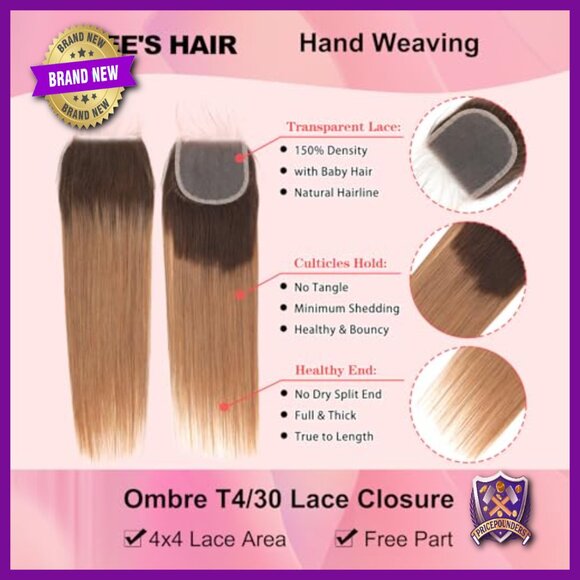 Straight Human Hair Extensions with Lace Closure 12A Grade Virgin Remy